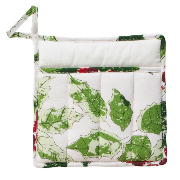 April CORNELL Potholder w/Towel Pouch Jolly Holly - Picture 2 of 3